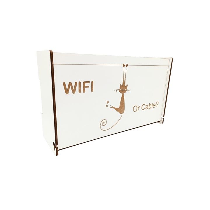 Raft Router Wireless, WoodMag CTW01wifi2 pentru mascare fire si echipamente WI-FI, posibilitate montare pe perete, culoare alb model WIfi3 Cable Cat