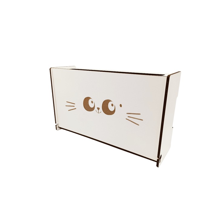 Raft Router Wireless, WoodMag CTW01WIFI6 pentru mascare fire si echipamente WI-FI, posibilitate montare pe perete, culoare alb model WIFI6 Cat Eye