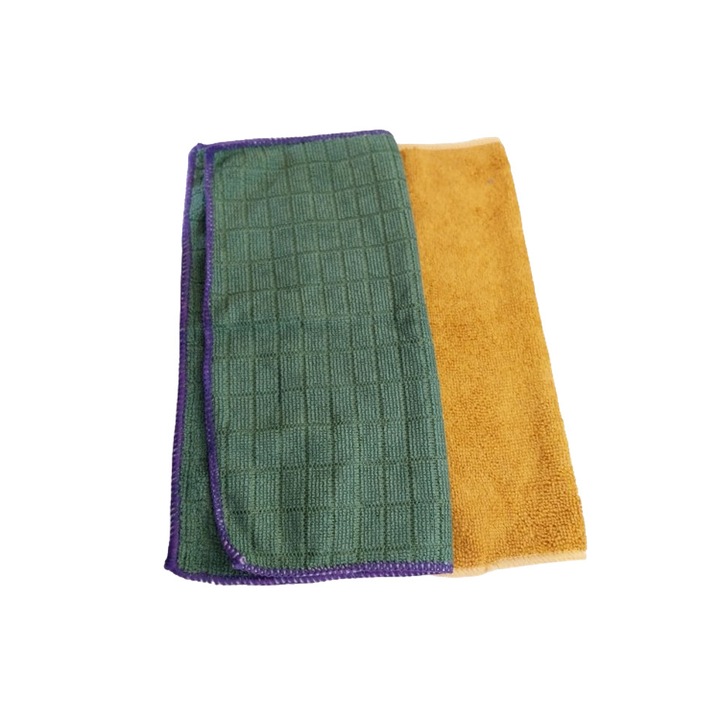 Set 2 lavete, verde/galben, microfibra, 30x30 cm