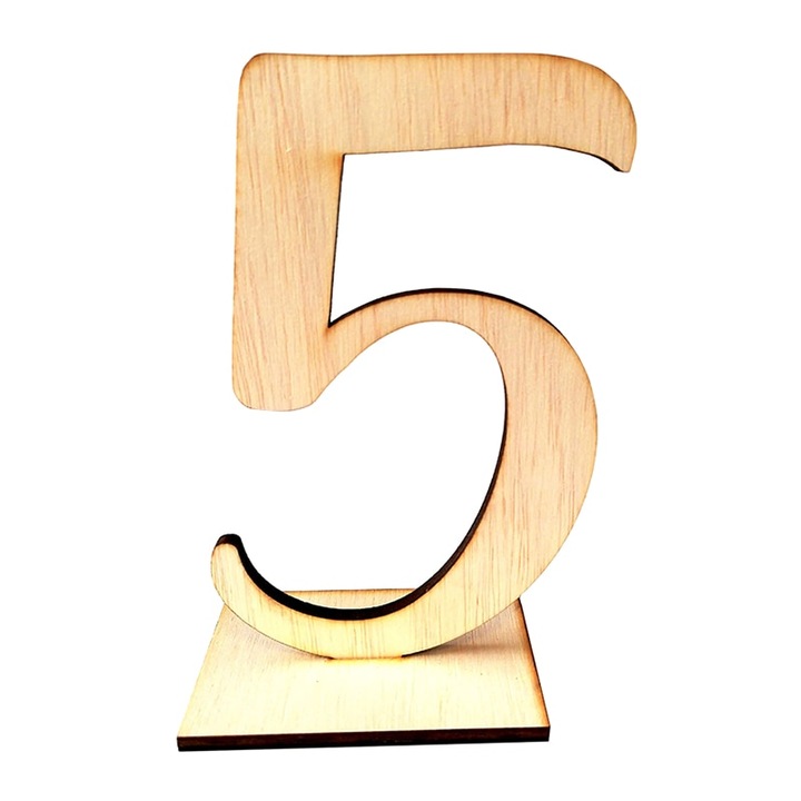 Numar 5 decorativ, pentru masa, cu suport, 13 cm, ArtemisGift