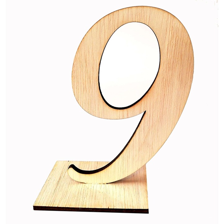 Numar 9 decorativ, pentru masa, cu suport, 13 cm, ArtemisGift