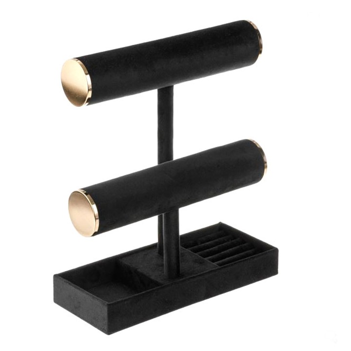 Органайзер за бижута гривни пръстени обеци от черно кадифе ShopHome