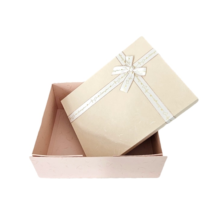 Cutie pentru cadouri, roz pal, cu imprimeu subtil - 33 x 24.5 x 12