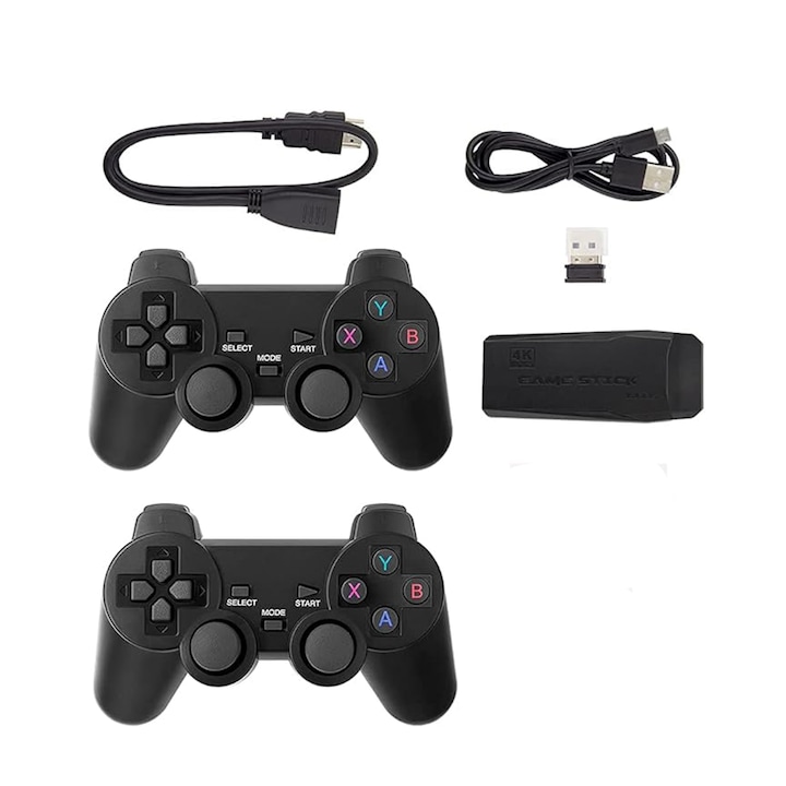 EDAR конзоли 10 000 инсталирани видеоигри, съвместим с 9 емулатора, 2 X безжичен контролер, HDMI, USB безжичен 2,4 Ghz, 64 GB, черен