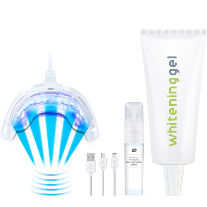 Kit pentru albirea dintilor, RIO USB teeth whitening lampa LED 1buc, gel 30 ml, spray 4, 5 ml