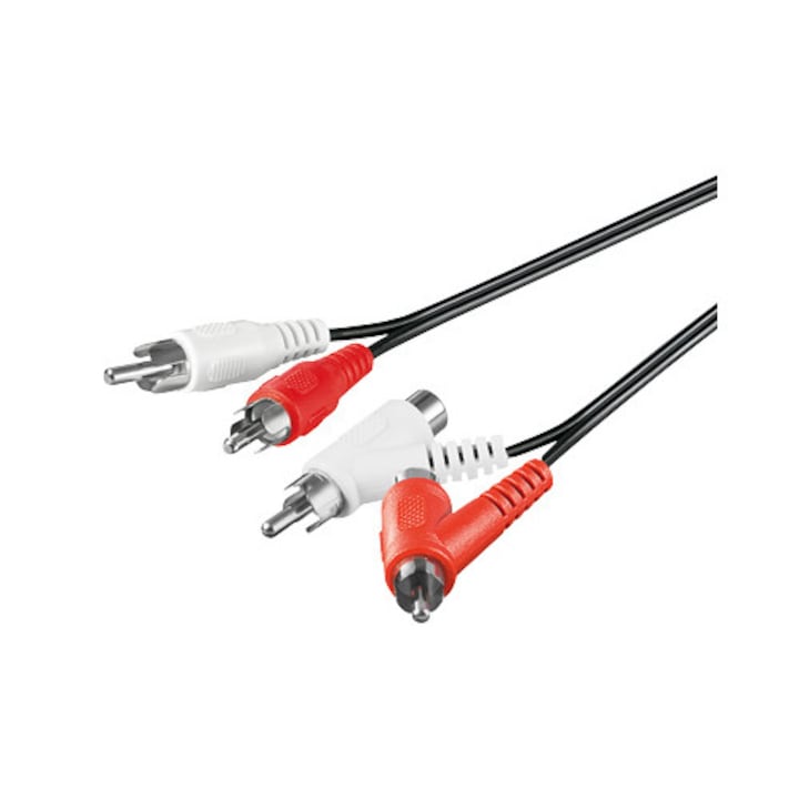 Goobay 50214 RCA 2x sztereó összekötő kábel + 2x extra RCA aljzat 1.5m