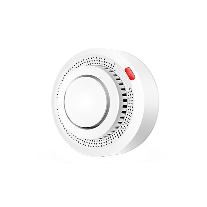 Detector de Fum, Wireless, Compatibil cu Tuya/Smart Life, Notificare la Distanta prin Aplicatie, Alb
