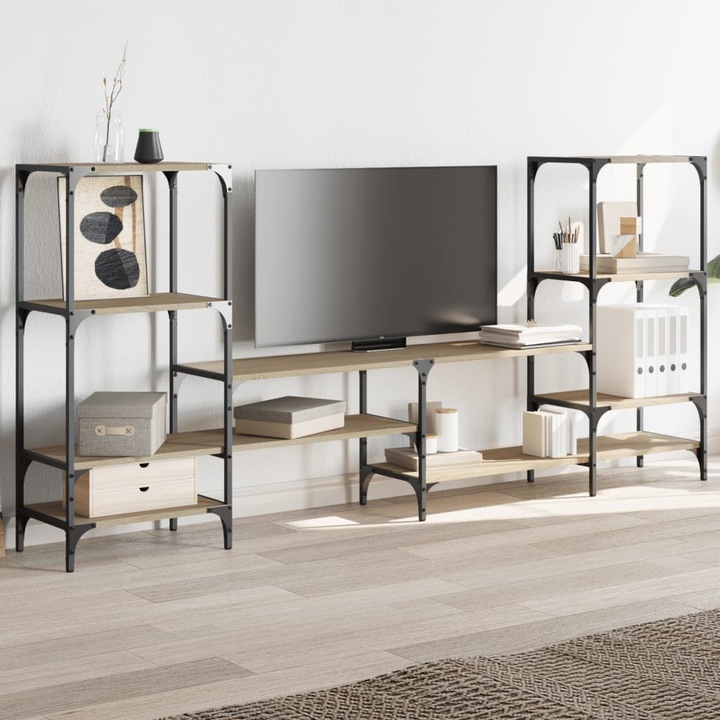 Comoda TV vidaXL, stejar sonoma, 206,5x28,5x95 cm, lemn compozit, 22.6 Kg