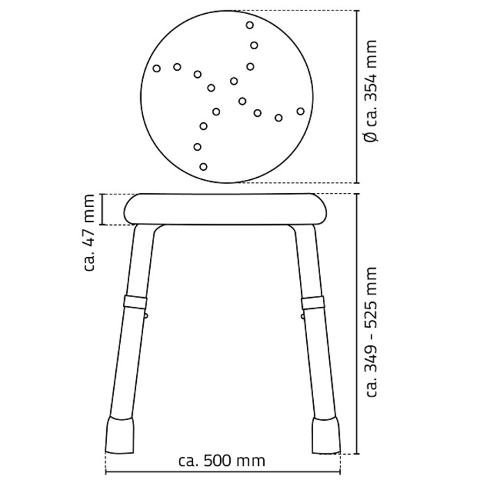 Taburet Baie Ridder Go, Rotund, Cu Inaltime Reglabila, Antiderapant, Ideal Pentru Seniori Si Copii, Capacitate Suport Pana La 150 Kg, Design Stabil Si Confortabil, Usor De Folosit Si Curatat, Perfect Pentru Baie Sau Dus, Alb