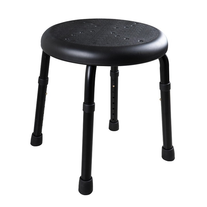 Taburet Baie Ridder Go, Rotund, Cu Inaltime Reglabila, Antiderapant, Ideal Pentru Seniori Si Copii, Capacitate Suport Pana La 150 Kg, Design Stabil Si Confortabil, Usor De Folosit Si Curatat, Perfect Pentru Baie Sau Dus, Negru