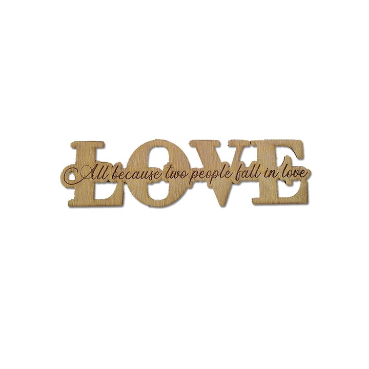 Decoratiune lemn "LOVE", gravat, interior, 43 cm, ArtemisGift