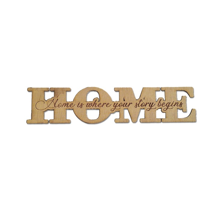 Decoratiune lemn "Home", gravat, interior, 43 cm, ArtemisGift