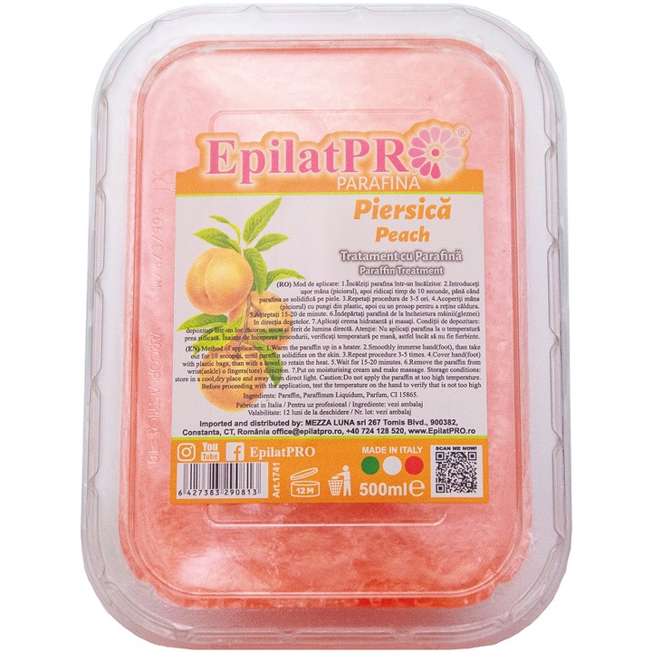 Parafina pentru cosmetica si manichiura cu piersica, EpilatPro, 500 g