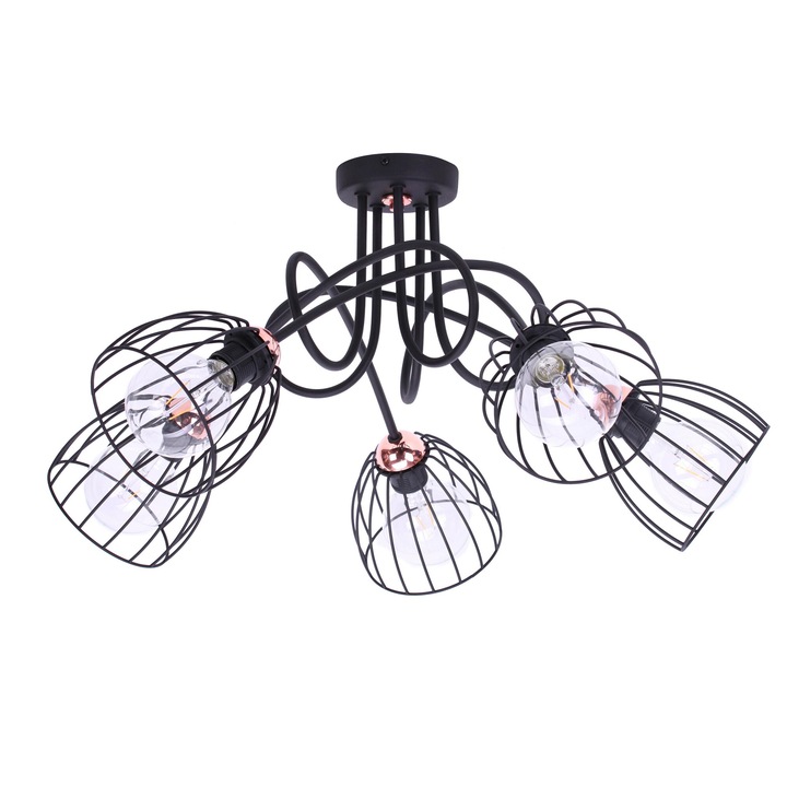 Light Home Loft Edison mennyezeti lámpa, 5 x E27, fém, fekete, 70x37cm