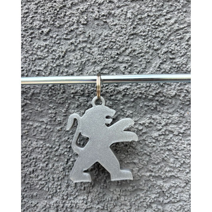 Breloc chei, "PEUGEOT", 51X 44 mm argintiu