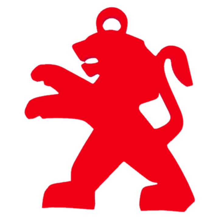 Breloc chei, "PEUGEOT", 51X 44 mm rosu