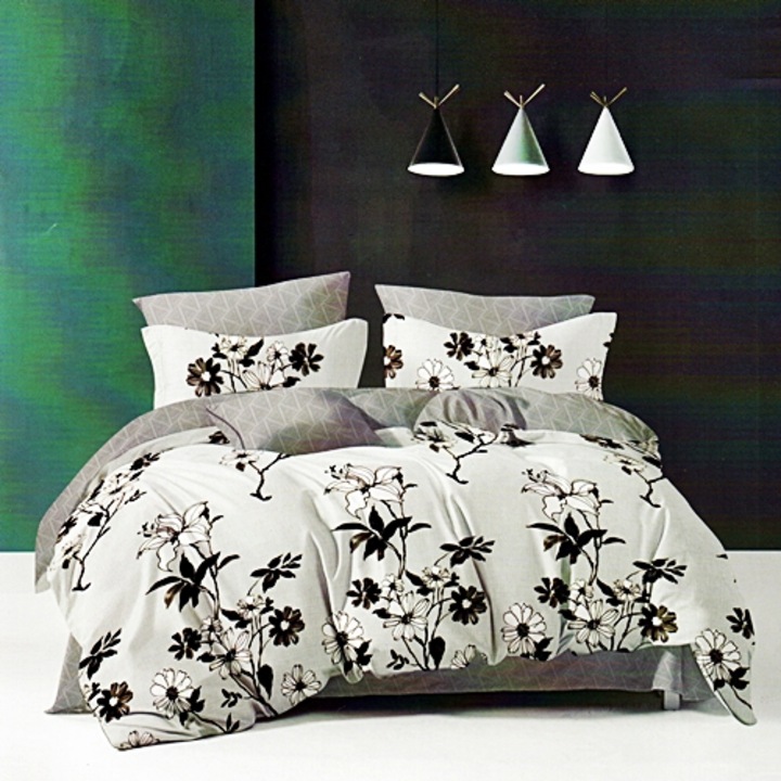 Lenjerie de pat Finet, 6 piese, pentru pat dublu, Pucioasa, Multicolor, RA430