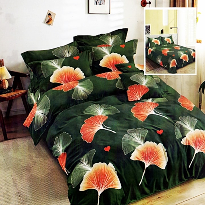 Lenjerie de pat Finet, 6 piese, pentru pat dublu, Pucioasa, Multicolor, RA431