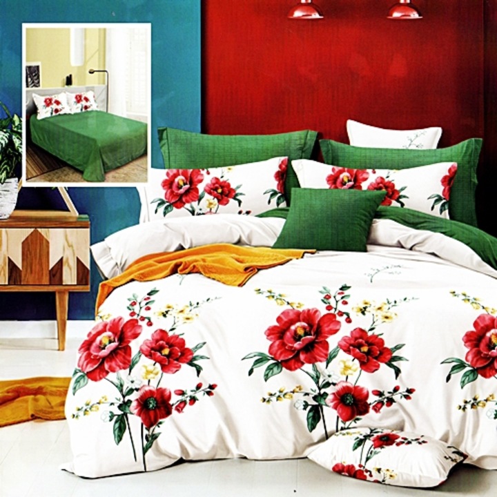 Lenjerie de pat Finet, 6 piese, pentru pat dublu, Pucioasa, Multicolor, RA434