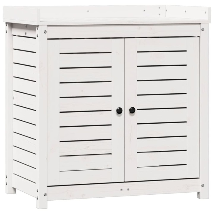 Masa de plantare cu rafturi alb 82 vidaXL,5x50x86,5 cm lemn masiv pin 22.2 kg 832418