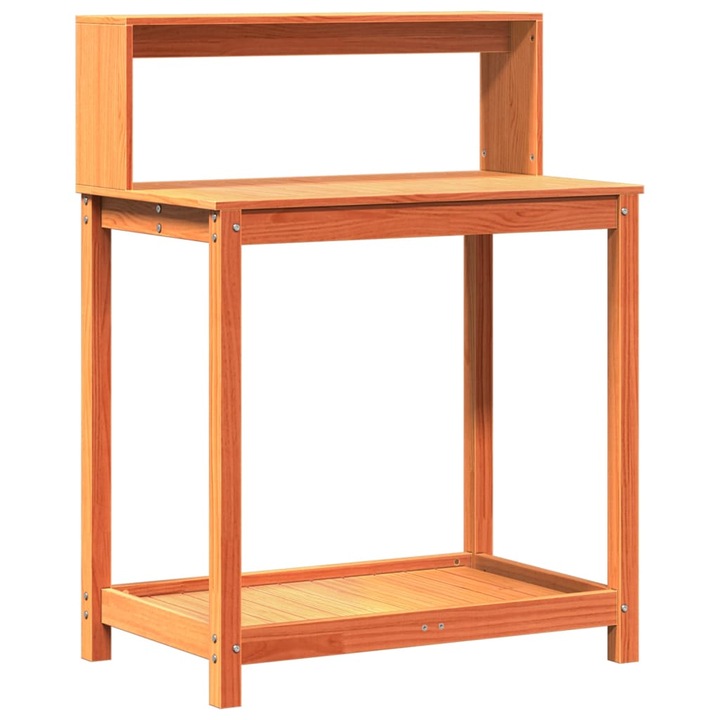 Masa plantare cu rafturi maro 82 vidaXL,5x50x109,5 cm lemn masiv pin 11.6 kg 844633