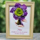 Tablou in rama A4 (30x21 cm) - Mama, Este fiinta care nu cere nimic, dar merita totul! La multi ani, mama draga! - v16 decorat cu flori de sapun mov - verde