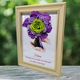 Tablou in rama A4 (30x21 cm) - Mama, Este fiinta care nu cere nimic, dar merita totul! La multi ani, mama draga! - v16 decorat cu flori de sapun mov - verde