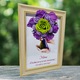 Tablou in rama A4 (30x21 cm) - Mama, Este fiinta care nu cere nimic, dar merita totul! La multi ani, mama draga! - v16 decorat cu flori de sapun mov - verde