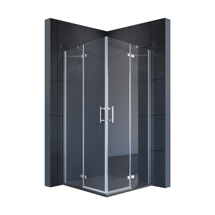 Cabina de dus, Usa batanta, 100x120x195 cm, Intrare pe colt, Paravan de dus, Sticla securizata 6 mm