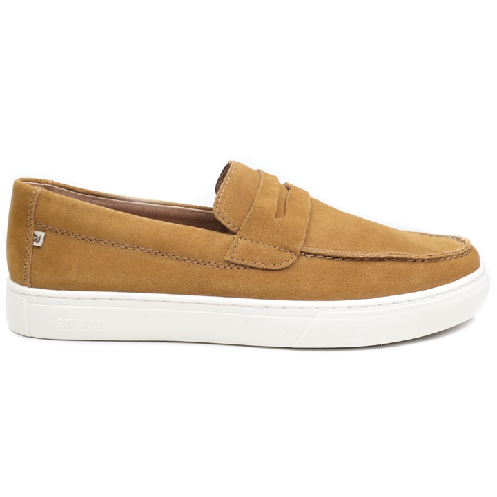 Pantofi barbati U0703 22 cognac velur, Rieker, 44 EU