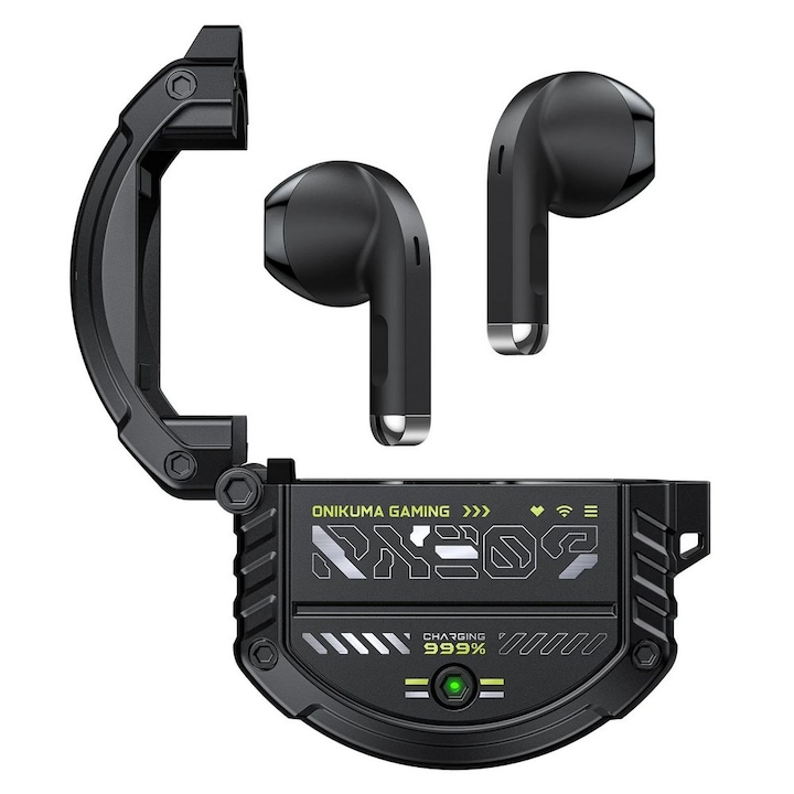 Bluetooth слушалки Onikuma T309, TWS, Bluetooth 5.3, корпус от цинкова сплав, черни