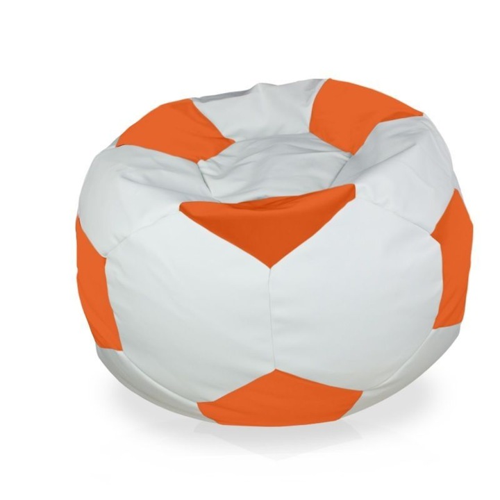 babzsák fotel, ökológiai bőr, futballlabda, L-es méret, 55x90 cm, levehető huzat, Euro 2024, narancs