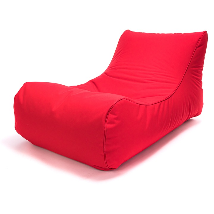 Fotoliu Puf Ecopuf Master Pouf, Bean Bag Ergonomic, Piele Ecologica Rezistenta la Intemperii, Husa Detasabila, Umplutura Speciala Adaptiva, Pentru Interior si Exterior, Rosu Intens, 115x80x60cm
