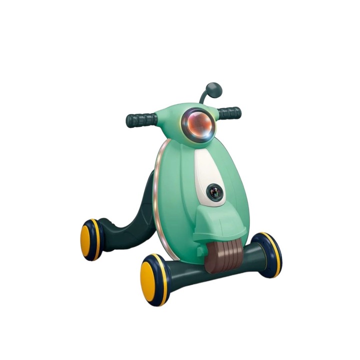 Antepremergator bebelusi, 12 luni+, verde, 45x43x52 cm, 3 roti, efecte sonore si luminoase