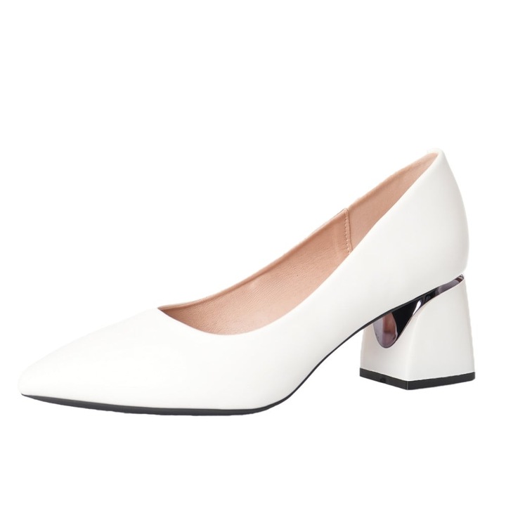 Pantofi, Moda Stil, Nerina, Piele ecologica, Alb, 6.5, Alb