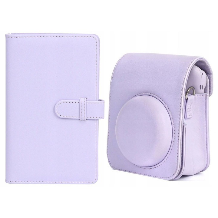 Set Carcasa 2in1 pentru Fuji Instax Mini 12 + Album pentru 108 fotografii, violet