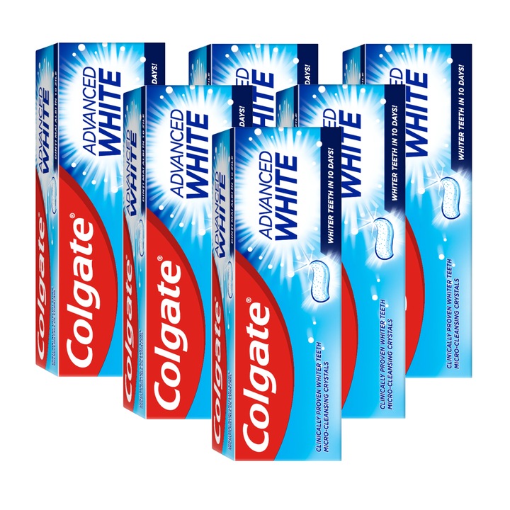Pasta dinti Colgate Advanced White, 6 x 100 ml