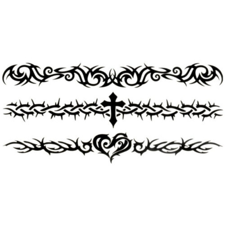 Tatuaj temporar, Flash Tattoos Romania, Band Tattoos, rezistent la apa, aplicare rapida, 19 x 9 cm, 1 Buc