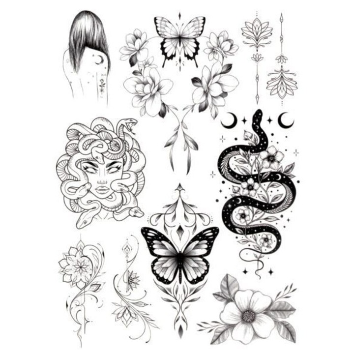 Tatuaj temporar, Flash Tattoos Romania, Garden of Sin, rezistent la apa, aplicare rapida, 15x21 cm, 1 Buc