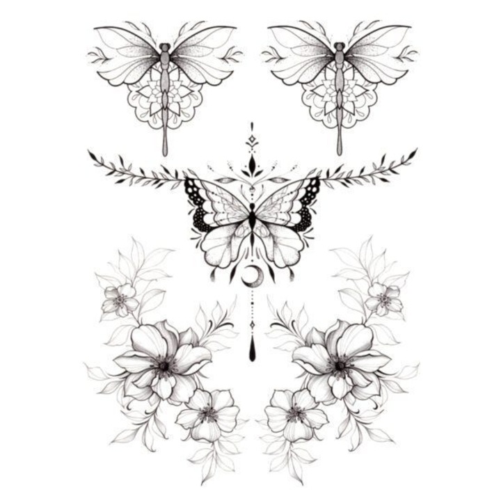 Tatuaj temporar, Flash Tattoos Romania, Garden Symmetry, rezistent la apa, aplicare rapida, 15x21 cm, 1 Buc