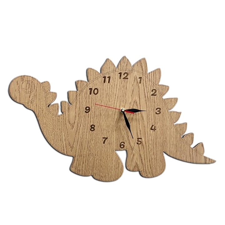 Dinoszaurusz dekoratív óra, természetes fa, 30 cm, ArtemisGift