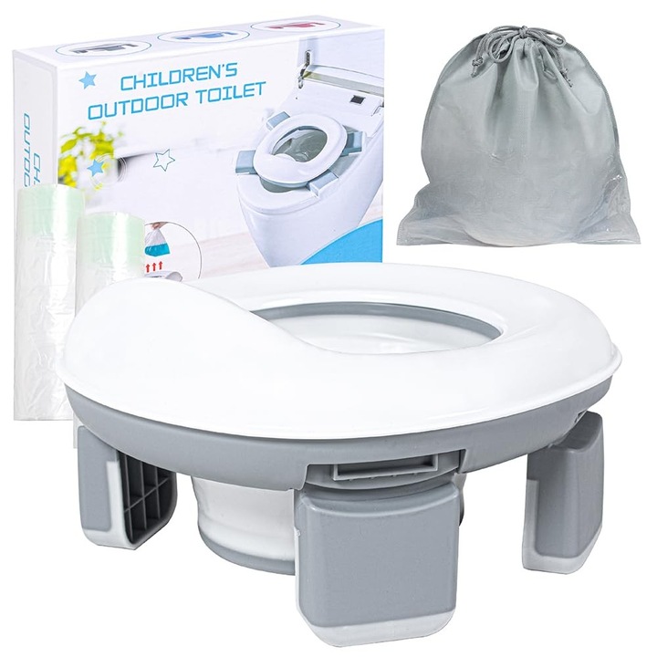 Преносимо гърне за деца, Excitat®, 3в1, термопластично, сиво