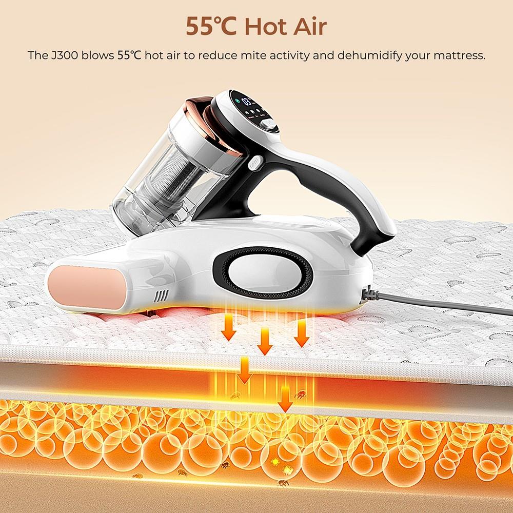 Aspirator JIGOO J300, curatare cu 13KPa, senzor acarieni, perie metalica, 55 grade aer cald, alb