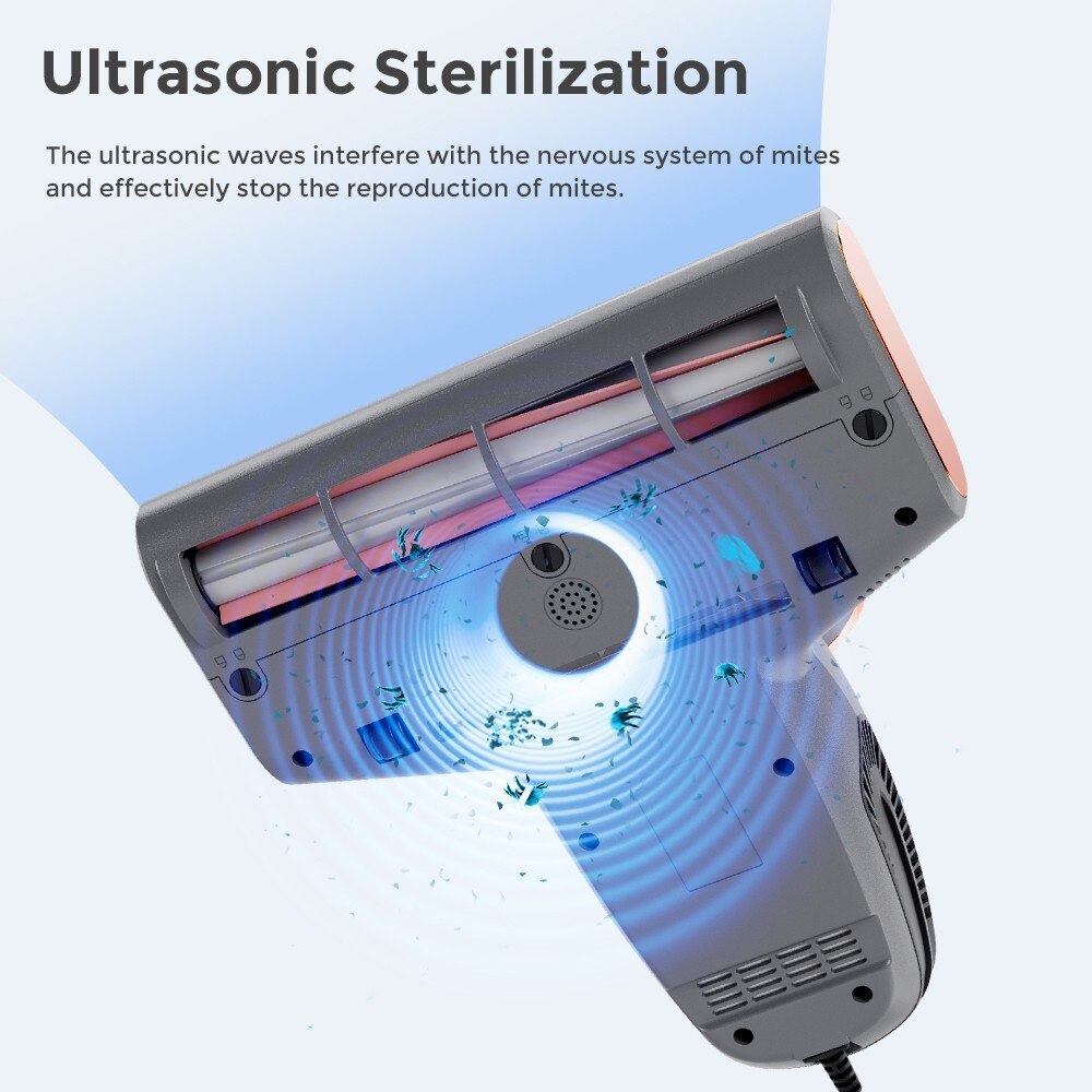Aspirator pentru indepartarea acarienilor JIGOO S300 Pro, Aspirator pentru pat, putere 500 W, sterilizare prin caldura UV, putere de aspirare 13 kPa