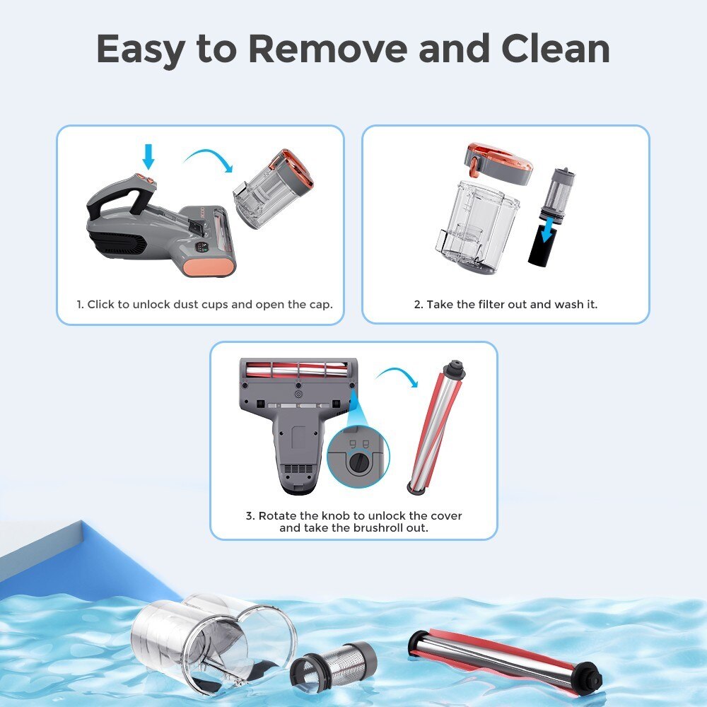 Aspirator pentru indepartarea acarienilor JIGOO S300 Pro, Aspirator pentru pat, putere 500 W, sterilizare prin caldura UV, putere de aspirare 13 kPa