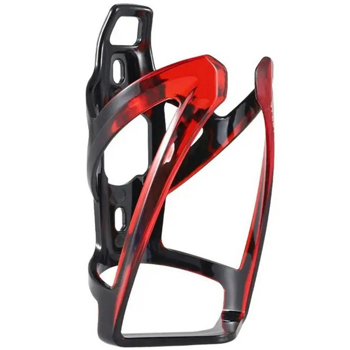 Suport de bicicleta pentru sticla de apa, Zola, din plastic rezistent, 14x7.4 cm, negru/rosu