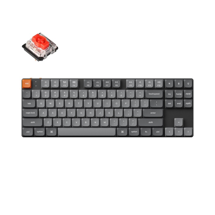 Безжична/кабелна механична клавиатура Keychron K1 Max, кабел, Bluetooth, 2,4 Ghz, RGB, 87 клавиша, функция Hot-Swap, QMK/VIA, червени превключватели