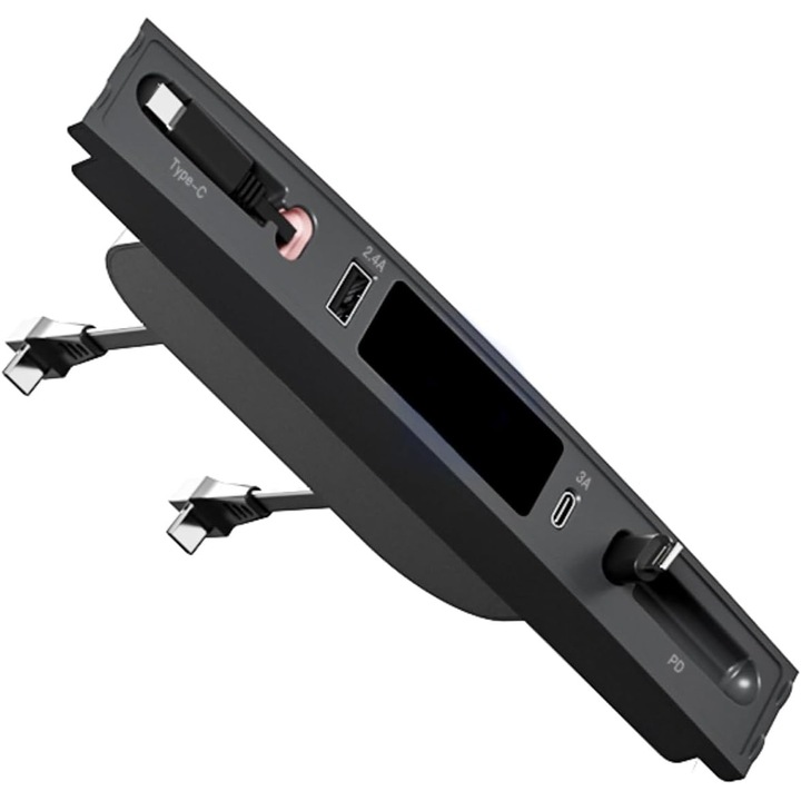 Autóbővítő dokkoló, Tesla Model 3/Y modellhez, ABS, 19,6 × 8,5 × 3,1 cm, fekete