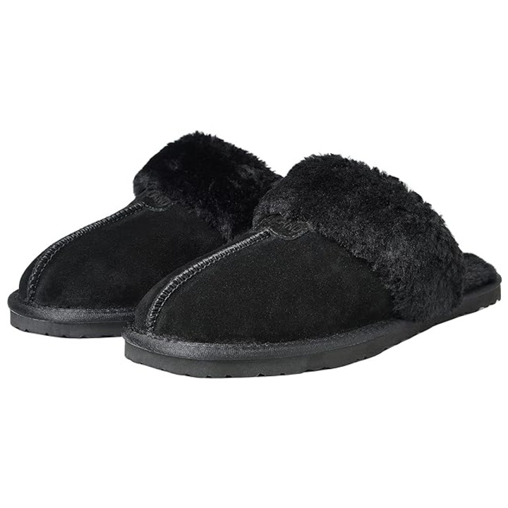 Papuci pufosi de dama pentru casa, negru, 38-39, Shenduo