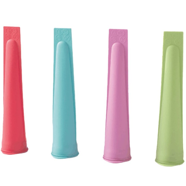 Forme de inghetata pentru copii, Silicon, 4 Pcs, Reutilizabile, 19.8x4.3 cm, Multicolor